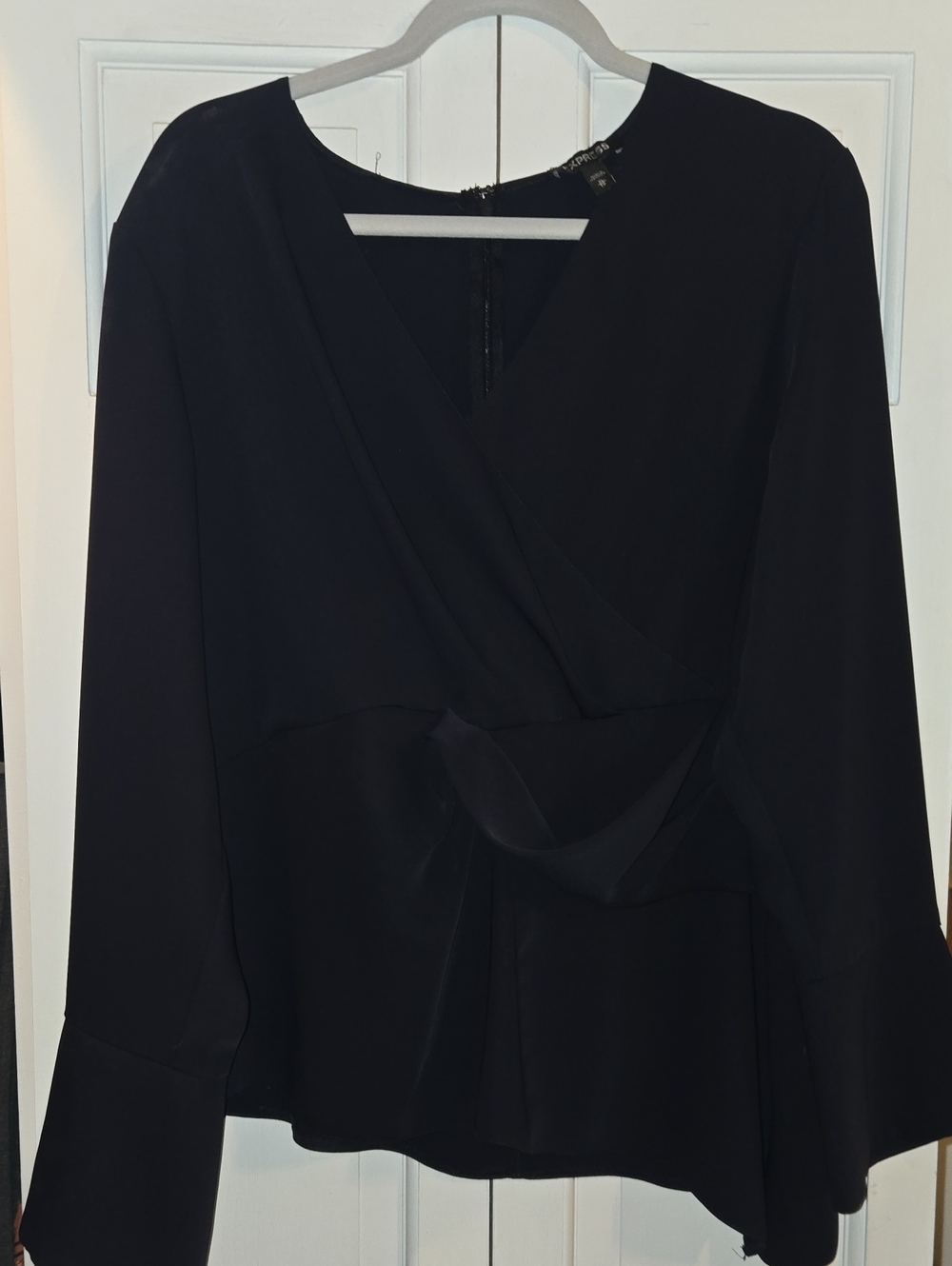 Express Black Long-Sleeve Twist-Front Dress